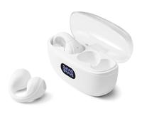 KESAIYI Cuffie wireless con clip, Bluetooth 5.3, impermeabili, a conduzione ossea, Hi-Fi, musica e sport, colore bianco