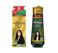 Kesh King Olio ayurvedico per cuoio capelluto e capelli 300 ml e shampoo anticaduta 340 ml