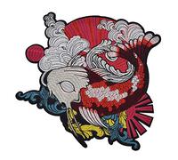 Kesheng Stile Giapponese Ukiyo-e a Forma di Carpa Koi Pesce Ricamato Toppa 28 cmx29.5 cm per Abbigliamento Decorazione