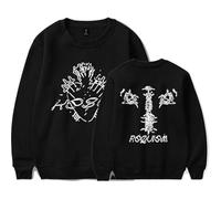Keshi Requiem Album Felpe Girocollo A Maniche Lunghe Ampie, Unisex, con Decorazioni Stampate,Nero,XXS