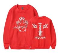 Keshi Requiem Album Felpe Girocollo A Maniche Lunghe Ampie, Unisex, con Decorazioni Stampate,Rosso,S
