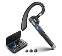 KESIEME Auricolare Bluetooth senza fili, auricolari vivavoce CVC 8.0, microfono con cancellazione del rumore, display a LED 500 mAh, custodia di ricarica, per guida e ufficio (nero, YYK-520)