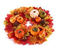 Kesote 120 Pezzi Zucche Decorative Autunnali, Decorazioni Autunnali, Zucche Halloween Decorative, Set di 8 Verosimigliante Zucca di Schiuma Foglia di Acero Pinolo e Pigna