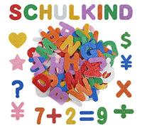 Kesote 220 adesivi con lettere glitterate in gomma espansa, autoadesivi, a forma di cuore, per il fai da te, per la scuola, per bambini, ABC 123