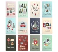 Kesote 24 Biglietti Auguri Natale, Biglietto Auguri Natale, Biglietti Auguri Natale Piccoli, Biglietti Natale con Busta, 12 Modelli con Disegni di Fiori 24 Biglietti + 24 Buste