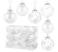 Kesote 24 Palline di Natale Bianche, Decorazioni Albero di Natale, Decorazioni Natalizie, 6CM