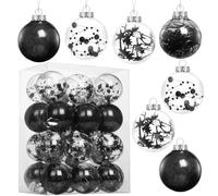 Kesote 24 Palline di Natale Nere, Decorazioni Natalizie per Albero, Palle di Natale Nere, Addobbi Natalizi, 6CM