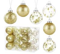 Kesote 24 Palline di Natale Oro, Decorazioni Albero di Natale, Decorazioni Natalizie, 6CM