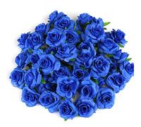 Kesote 50 Pezzi di Teste di Rosa Artificiale di Seta, Fiori di Seta, Rose Artificiali di Decorzione per Matrimonio, Festa, Casa, Blu Reale, 4CM
