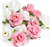 Kesote 50 Pezzi di Teste di Rosa Artificiale di Seta, Fiori di Seta, Rose Artificiali di Decorzione per Matrimonio, Festa, Casa, 50 bianca, 4 cm