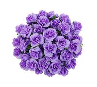 Kesote 50 Pezzi di Teste di Rosa Artificiale di Seta, Fiori di Seta, Rose Artificiali di Decorzione per Matrimonio, Festa, Casa, Viola, 4CM