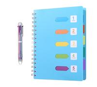 Kesote A5 Taccuino ad Anelli con Etichette di 5 Colori e Una Penna a Sfera di 6 Colori A5 Quaderno per Scuola, Ufiicio o Casa, 120 Fogli, Blu