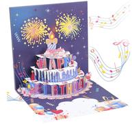 Kesote Biglietto Auguri Compleanno con Musicale e Luce, Biglietti Auguri Compleanno 3D, Biglietto Pop Up, Biglietto Auguri Compleanno Divertente, Blu