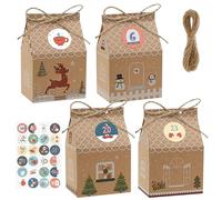 Kesote Calendario Avvento Fai da Te, 24 Calendario Avvento da Riempire, Scatole Natalizie con 4 Diversi Disegni Scatole Regalo Natale