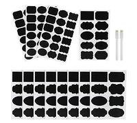 Kesote Etichette di Lavagna - 128 Adesivi Riutilizzabili + 2 Marcatori di Gesso Bianco Rimovibili per Decorare Barattoli, Vino, Dispensa, Casa e Ufficio