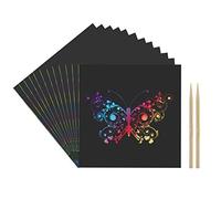 Kesote Set di Scratch Block-Notes 100 Foglietti da Grattare + 2 Penne di bambù Biglietti con Scrittura Colorata Blocco di Fogli Staccabili per Appunti, Disegni, Giochi