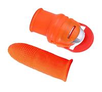 KESOTO 2 Pezzi Coltello da Pollice Separatore per Dita Raccoglitore Orto Forbice da Raccolta con Design Ergonomico E Alta Elasticità Adatto per, L (con Copertura per Dito in Lattice)