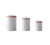 KESOTO 3 Pezzi di Metallo con Coperchio in Legno Ergonomico con Coperchio in Legno Resistente Ruggine Contenitore per Scaffale