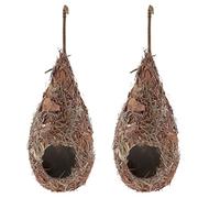 KESOTO Mangiatoia per Uccelli in bambù per Piccoli Uccelli - Design Ovale - Accessorio Distintivo per La Casa, 7 x 15 cm