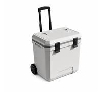 KESOTO Raffreddatore Termico con Ruote Avventure con Corpo Rigido Lisce per Movimento Facile Adatto per Pesca Attività All Aperto, Grigio Bianco Fibbia Nera, 38QT+Maniglia E Ruote
