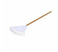 KESOTO Rastrello Multiuso in Materiale Composito con Manico Lungo in Legno di Pioppo E Punta in Plastica Rinforzata per Radunare Foglie E Detriti da , White , 1.2M Handle Bt