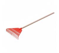 KESOTO Rastrello Multiuso in Materiale Composito con Manico Lungo in Legno di Pioppo E Punta in Plastica Rinforzata per Radunare Foglie E Detriti da , Red , 1.4M Poplar Handle
