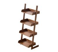 KESOTO Scaffale a Scaletta Multilivello Libreria Mensola Ripiani Portaoggetti in Bambù a Struttura Salvaspazio con Contenitive Adatto per Soggiorno Ingresso, Piccolo Quattro Ripiani 50cm, Noce