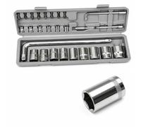 KESOTO Set di 28 Pezzi Chiave a Cricchetto Professionale con Prese Innesto Asta di Prolunga E attatore in Acciaio Cromato con Custodia Modellata per Riparazione Meccanica Emergenza le, 22MM