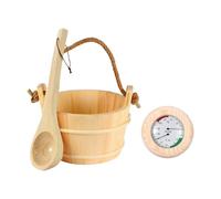 KESOTO Set di secchio e mestolo per sauna con indicatore di temperatura e umidità, secchio di legno robusto, versatile portatile, accessori per sauna