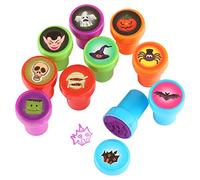 Kesoto Set di Timbri per Bambini di Stile di Halloween Multicolori Timbri di Plastica Auto Inchiostrazione Perfetto per Fai-Da-Te (Set di 10 pezzi)