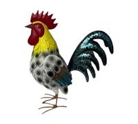 KESOTO Statua di Gallo da Giardino, Scultura da Giardino, Statuetta Ornamentale per Prato, Patio Esterno, Bianco Blu Giallo