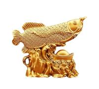 KESOTO Statua Portafortuna del Pesce Arowana, Simbolo della ricchezza del Feng Shui, Statuetta Pesce Drago Dorato per l'inaugurazione di un'attività