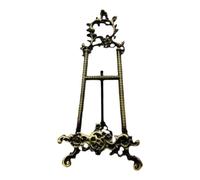 KESOTO Supporto Esposizione in Ottone per Piatti Cavalletto Easel Base Lega di Zinco Resistente con Asta Posteriore per Display Inclinato Adatto a Cornici, Bronzo Con Motivo Floreale, Piccolo
