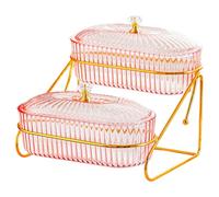 KESOTO Vassoio per snack con, vassoio per alimenti con coperchio e griglia, piatti decorativi per snack, per per spuntini, banchetti, 2 Layers Style C