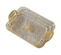 KESOTO Vassoio Rettangolare Da Portata con Manico, 3 Pezzi, per Cucina, Contenitore, PP, Portatile per Camera Da Letto, Bagno, Bar E Casa, Chiaro E Oro