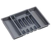 Kesper 30087 - Vassoio portaposate estraibile da cassetto in plastica, dimensioni 29-50 cm x 38 x 6,5 cm, colore: Grigio