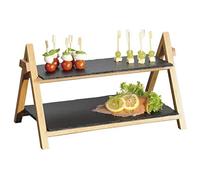 Kesper 38118 - Alzata in ardesia nera, con struttura in bambù e superficie vern