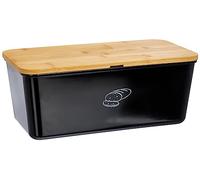 Kesper 58091 Portapane con Tagliere, Nero, Dimensioni tagliere/coperchio: 36 x 20 x 2 cm, Dimensioni della scatola del pane: 34 x 18 x 13 cm