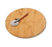 Kesper 58462 - Tagliere rotondo per pizza con rotella tagliapizza, in bambù, certificato FSC, diametro 32 cm, spessore 1,5 cm