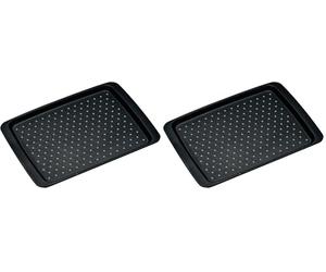 Kesper 77221 Vassoio Antiscivolo in plastica, Colore: Nero, 35 x 26 x 2 cm (Confezione da 2)