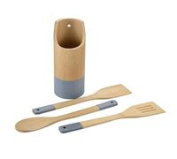 Kesper 81162 | Set di utensili da cucina in legno di bambù blu naturale | 21,5 x 9 x 9 cm 4 pezzi rotondi