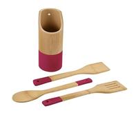 Kesper 81163 | Set di utensili da cucina in legno di bambù, 21,5 x 9 x 9 cm, 4 pezzi rotondi