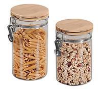 Kesper 92369 13 - Set di 2 barattoli in vetro con coperchio in bambù