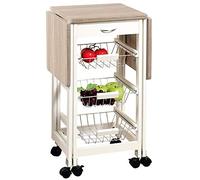 Kesper Carrello da cucina 25817-13 con 2 piani di lavoro pieghevoli/pellicola decorativa in rovere/carrello da portata