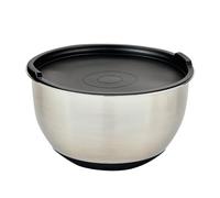 Kesper | Ciotola con coperchio, materiale: acciaio inossidabile, plastica, silicone, dimensioni: Ø 26 cm, altezza: 15 cm, colore: argento, nero | 90896