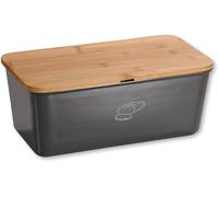 Kesper Contenitore per il pane 58089 in grigio con coperchio in bambù, 34 x 17 x 14 cm (larghezza x profondità x altezza)