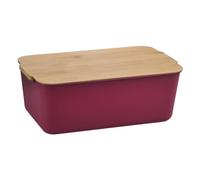 KESPER | Contenitore per il pane, colore: bacca, materiale: plastica (PP), coperchio in bambù certificato FSC® C014021, con tagliere rimovibile utilizzabile su entrambi i lati, dimensioni: 31 x 18,5 x