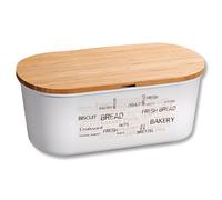 Kesper® | Contenitore per il pane con tagliere in bambù - Materiale: plastica (PET), bambù - certificato FSC®, lavabile in lavastoviglie, igienico e insapore, dimensioni: 34 x 14 x 18 cm | 38500