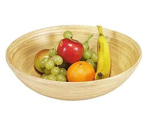 Kesper Frutta e Piatto per dolci, Ciotola in legno, Ciotola da portata, in bambù, Altezza: 80 mm, Diametro: 250 mm, chiaro