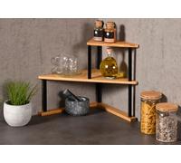 Kesper | Mensola angolare da cucina con 2 ripiani, materiale: bambù, dimensioni: 52 x 39 x 29,5 cm, colore: naturale, nero | 58808
